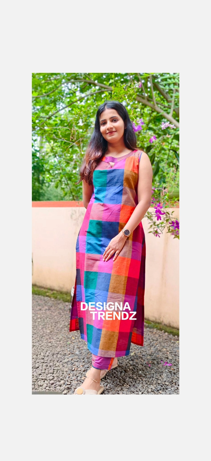 Madras check: Pure handloom cotton Slitted co-ord set (DT036)