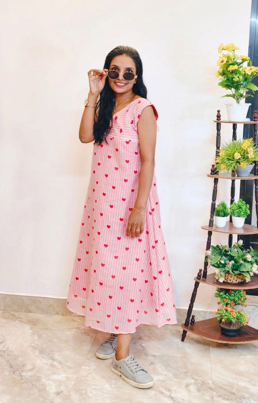 Love Bites: Mul-chanderi Striped Aline kurti (DT041)
