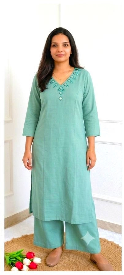 Cyan-sighTulip: Pure handloom cotton coords (DT045)