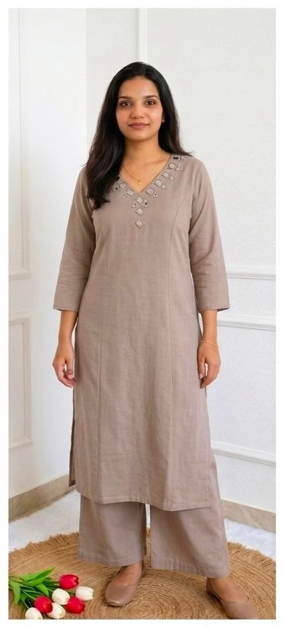 Grey-Tulip: Pure handloom Cotton Co-ords (DT046)