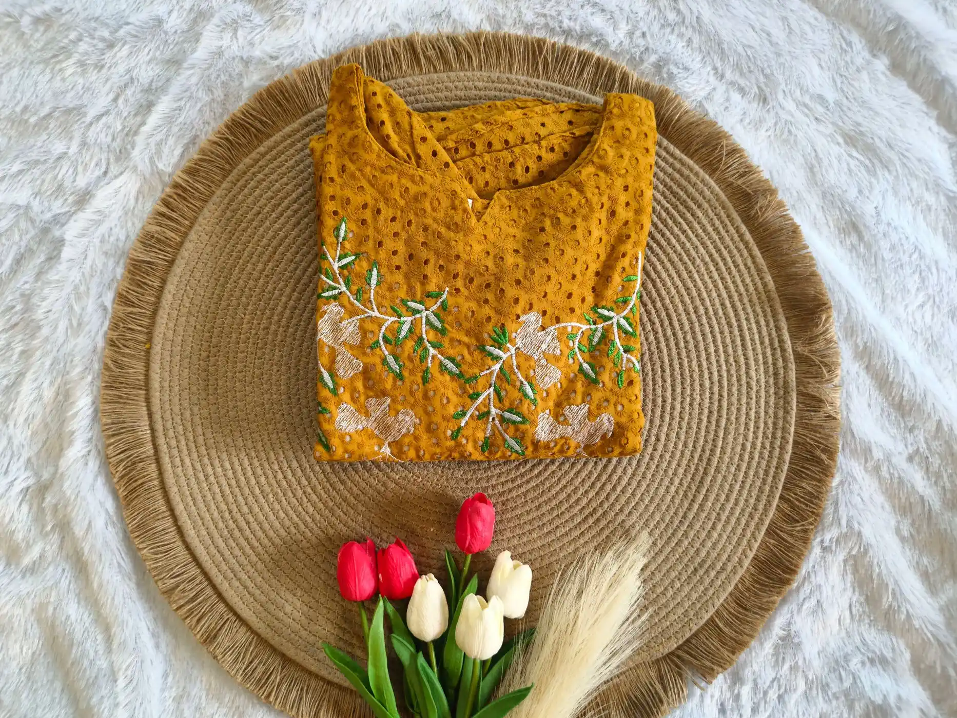 Yellow-Nest: Pure Cotton hackoba Aline dress(DT047) 2