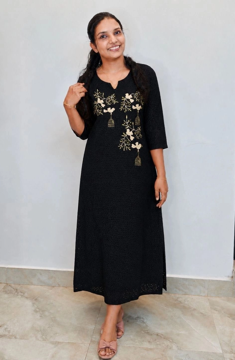 BlackNest: Pure cotton Hackoba Aline dress(DT049) 1