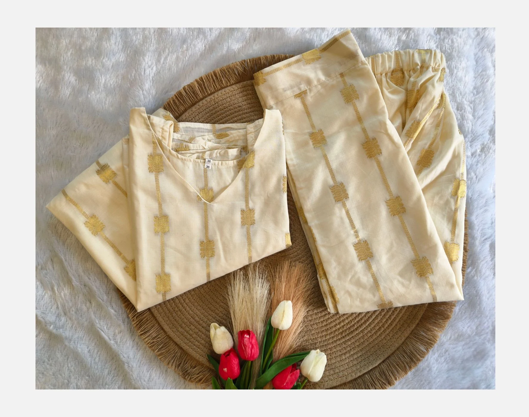 Onam-Vibe: Tissue Coordset (DT051) 4