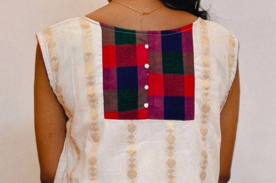 Thechi🌸🍃: Madras Check Tissue pleated Aline Dress(DT057) 6