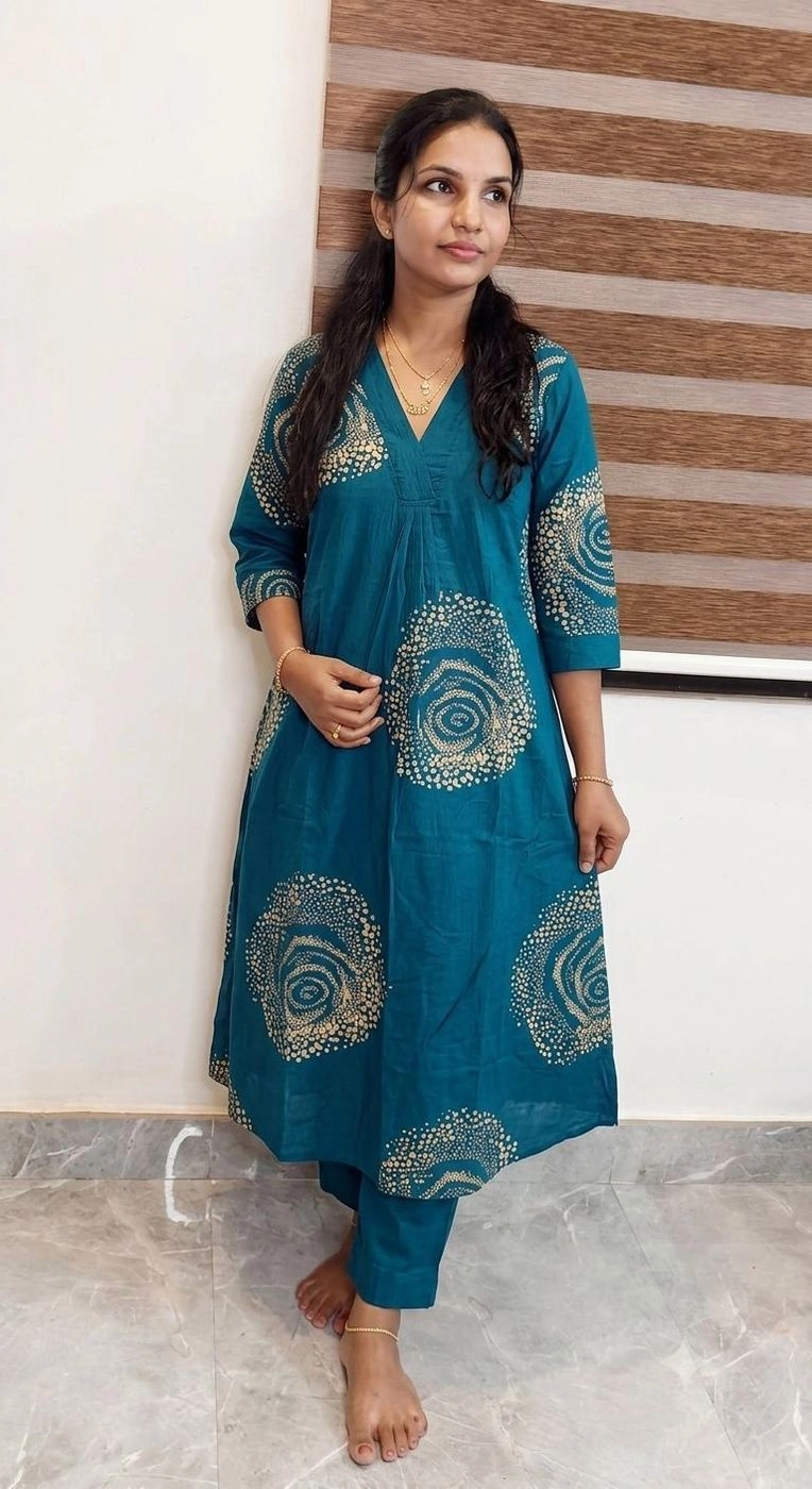 Teal coord: Pure jaipur cotton Coordset (DT059)