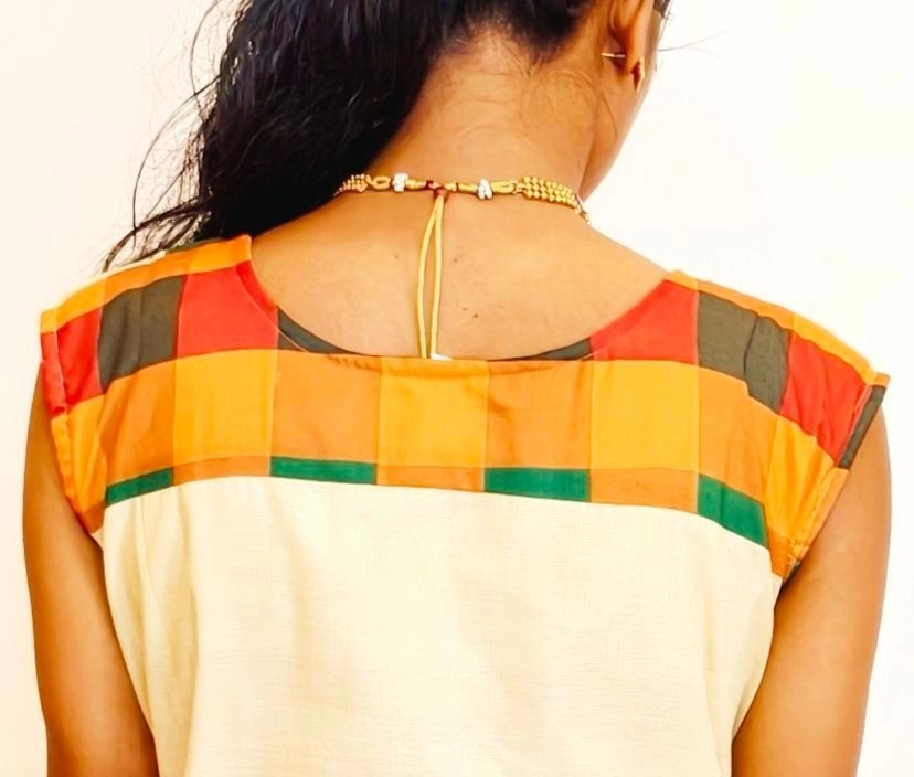 Chendu-Malli🌼: Tissue Aline Dress with Madras check (DT064) 3