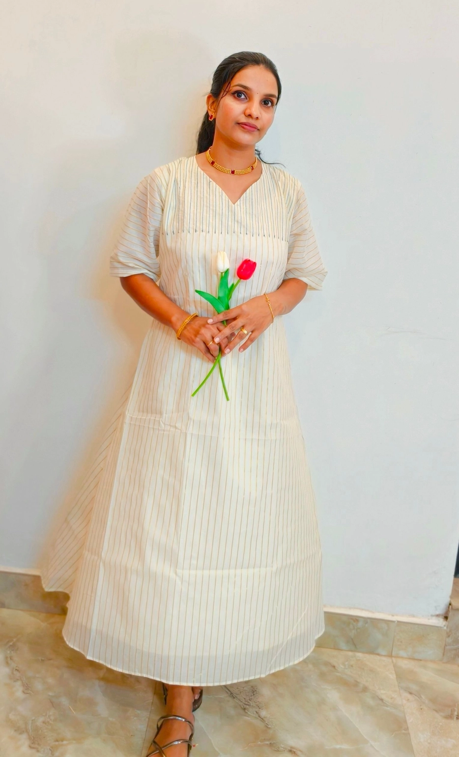 Comfy-malar 🪶: Tissue loose fit comfy Aline dress(DT062) 4