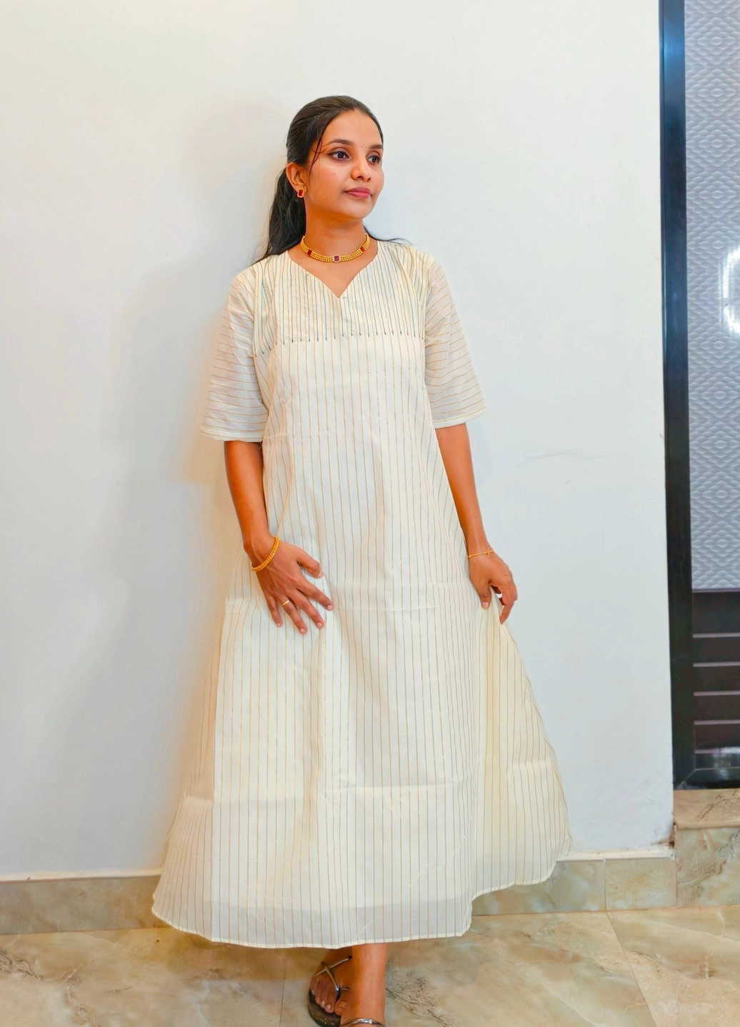 Comfy-malar 🪶: Tissue loose fit comfy Aline dress(DT062) 5