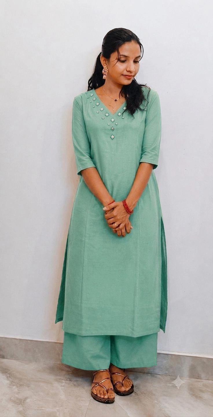 Cyan-sighTulip: Pure handloom cotton coords (DT045)