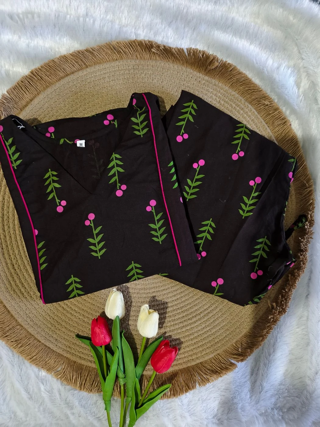 Black-blossom🌷: Pure Cotton Aline Slitted Coordset (DT070) 5