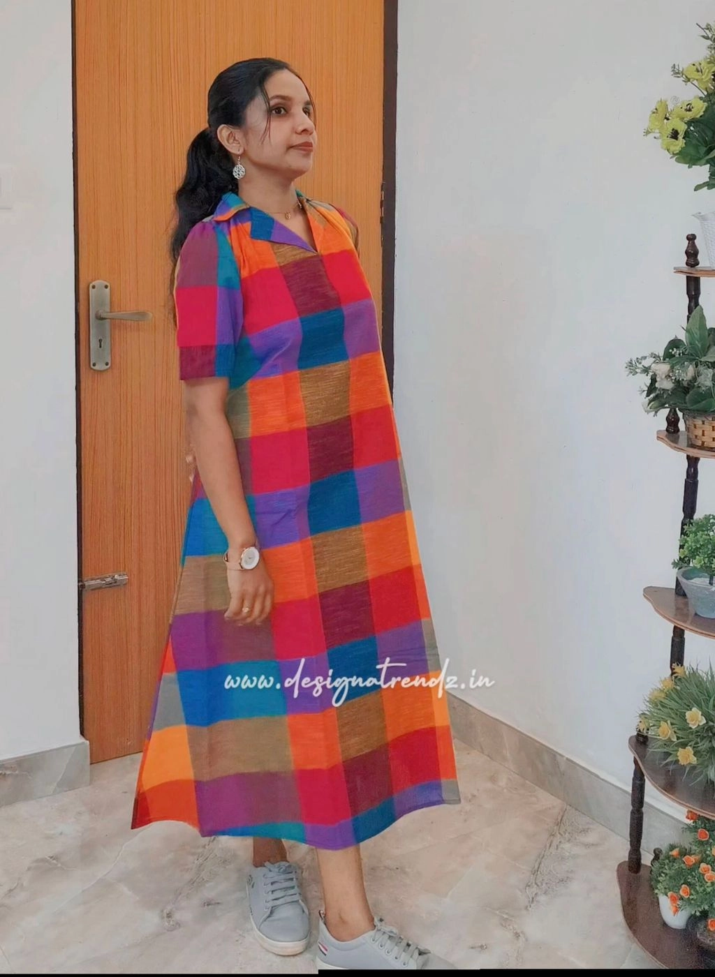 Trend-Setter: Madras check Aline dress (DT067) 6