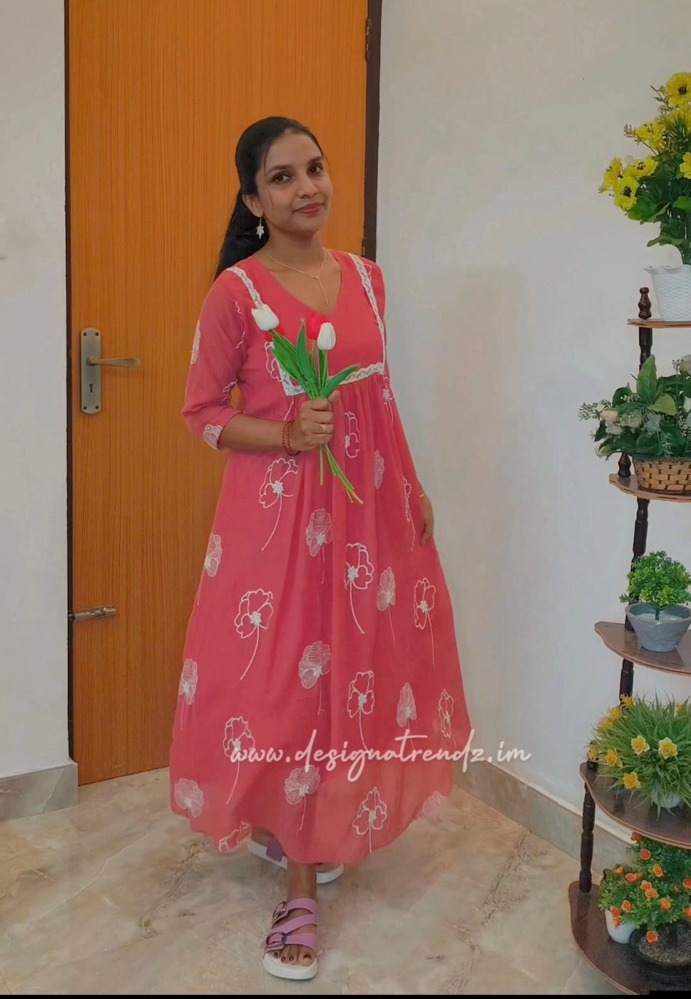 Stella: Mul Chiffon Classic Embroidery kurti (DT069) 3
