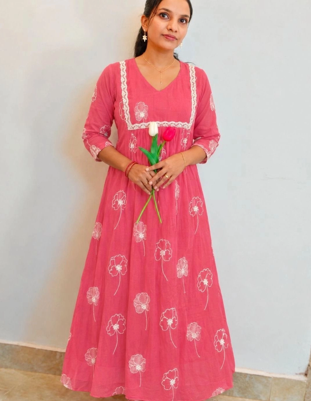 Stella: Mul Chiffon Classic Embroidery kurti (DT069) 1