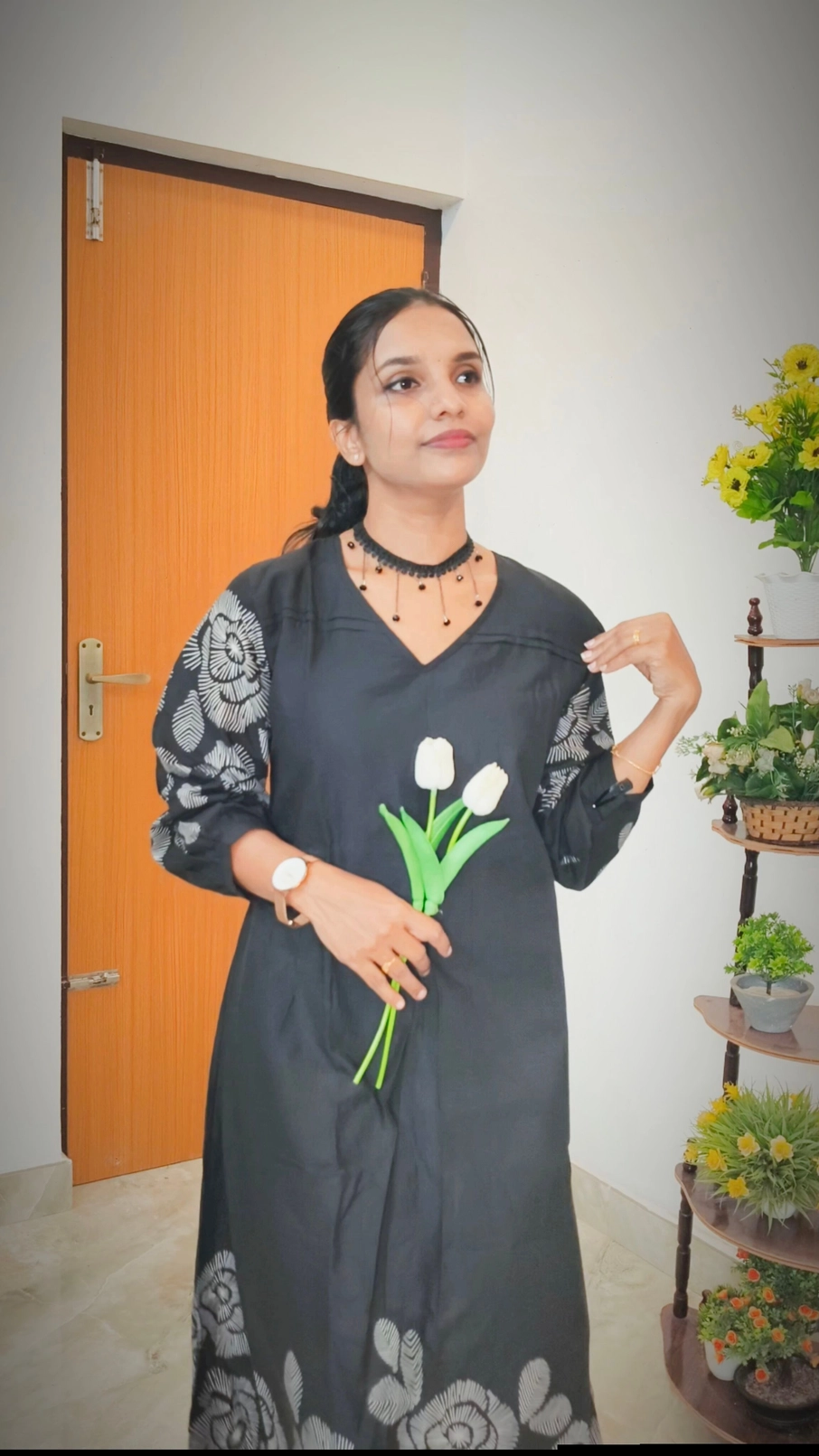 Bella🖤🤍: Cotton Inverted Box pleated Aline Dress (DT072) 4