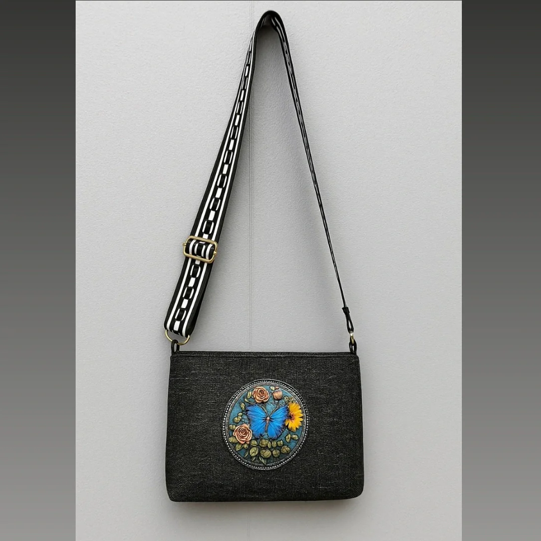 Black jute sling bag