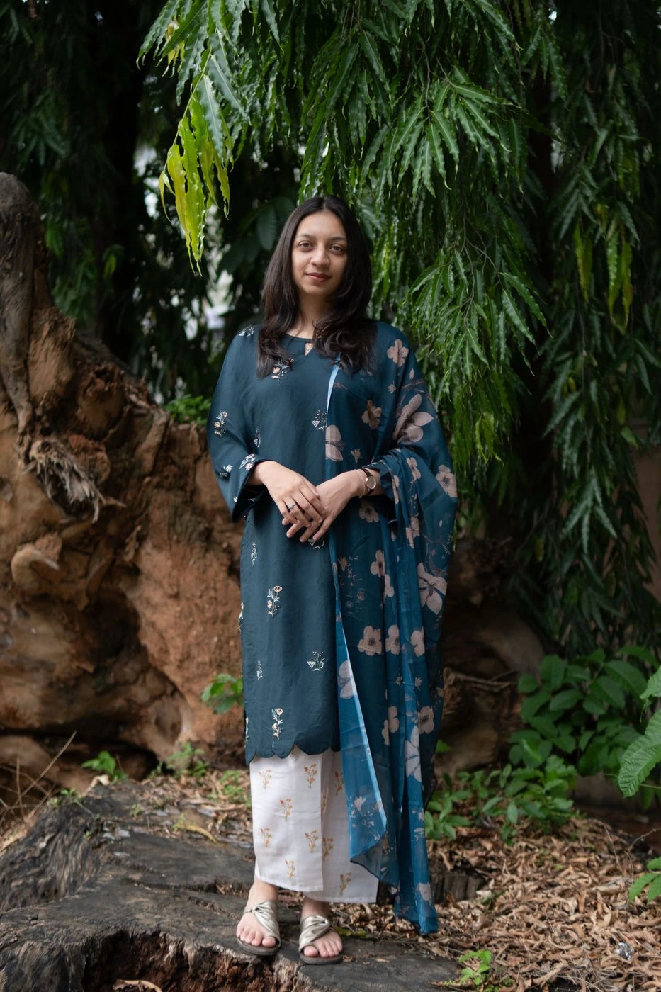 Green printed suit 2
