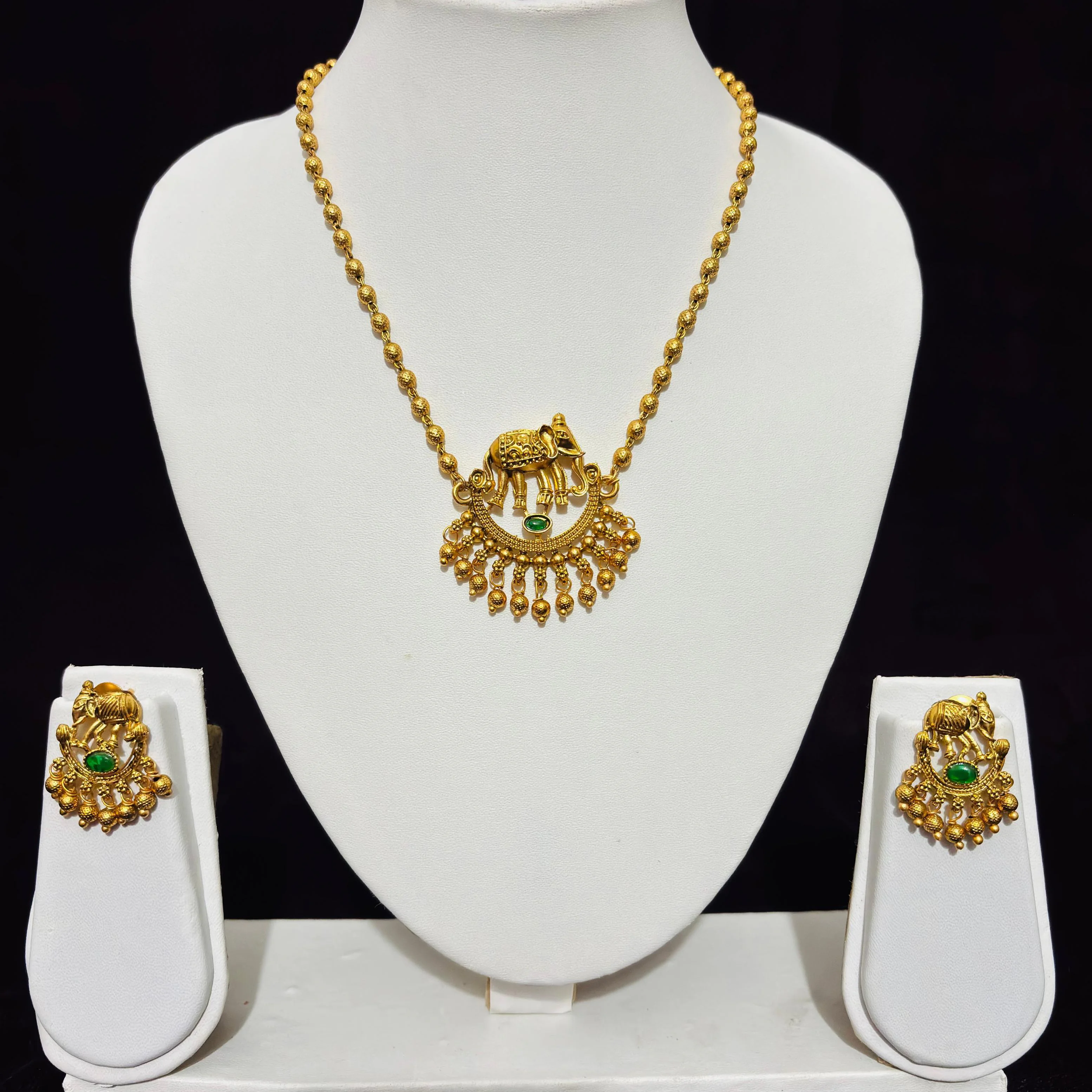 Beutifull  elephant pendant temple Jwellery set