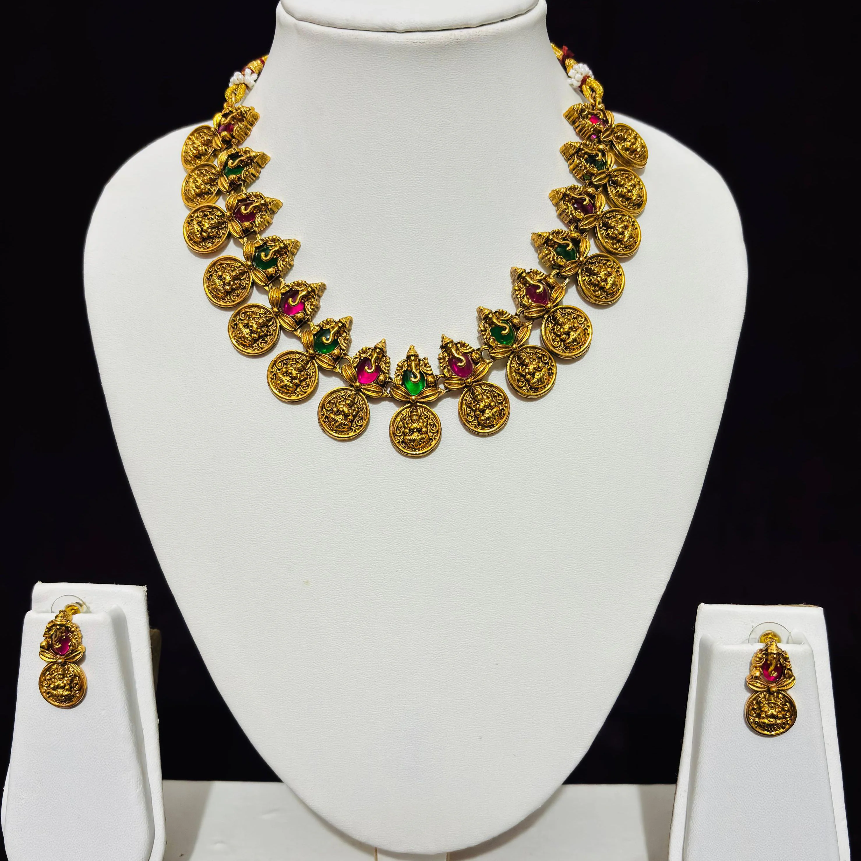 Gold plated coin necklace set