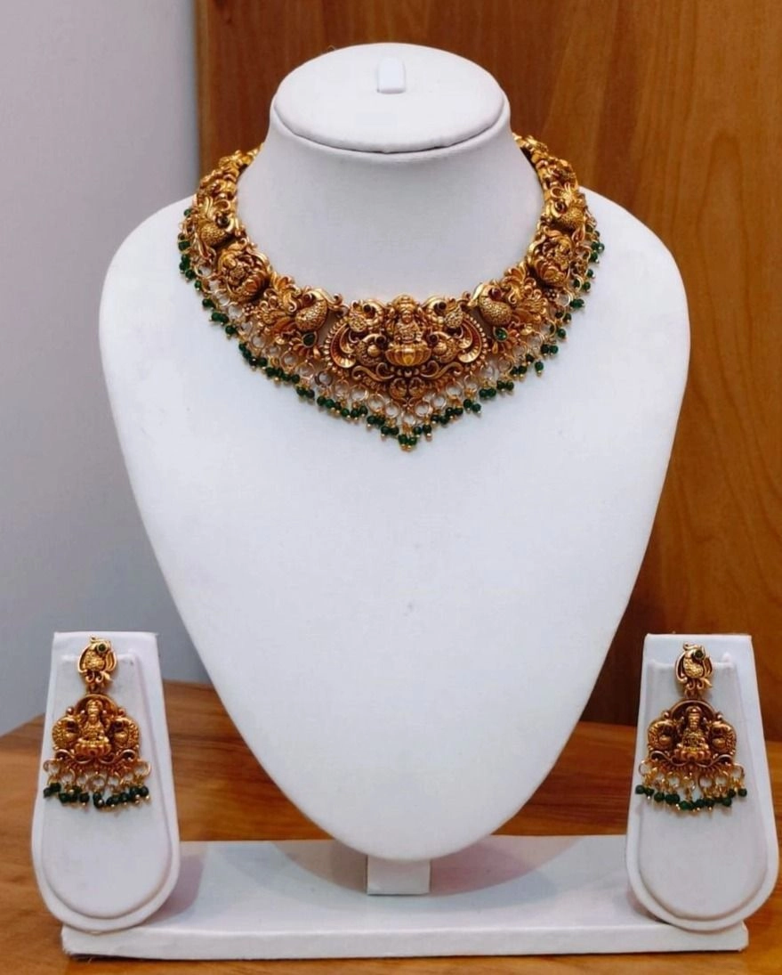 Premium Lakshmi Green Temple Choker Set