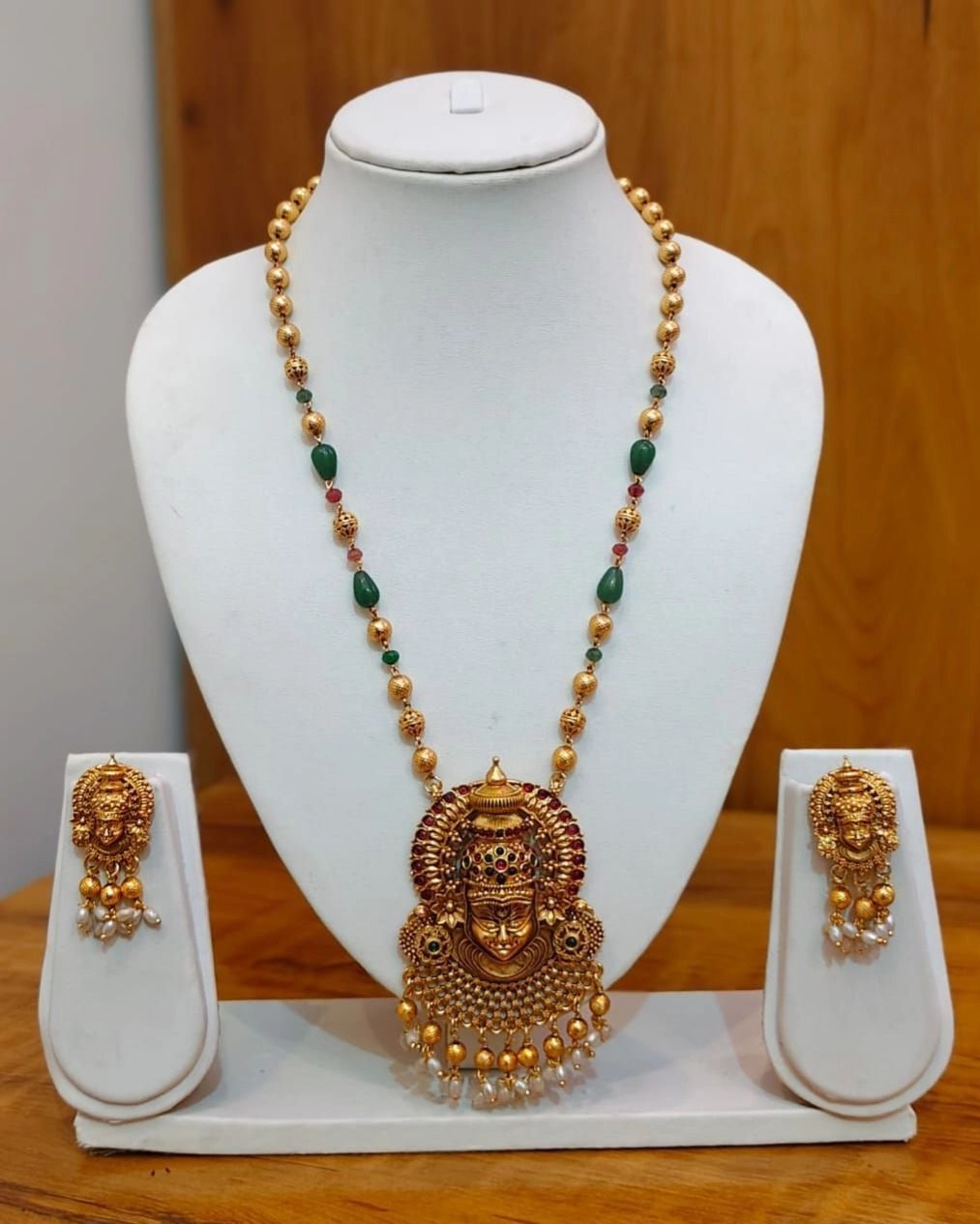Premium Temple Lakshmi Long Necklace Set