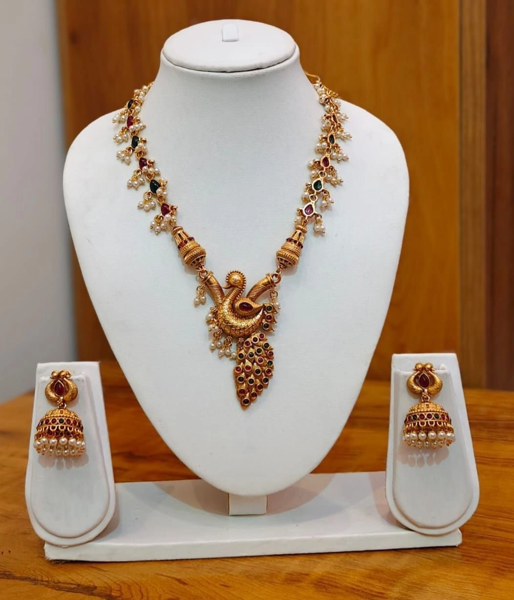 Premium Antique Peacock Necklace Set