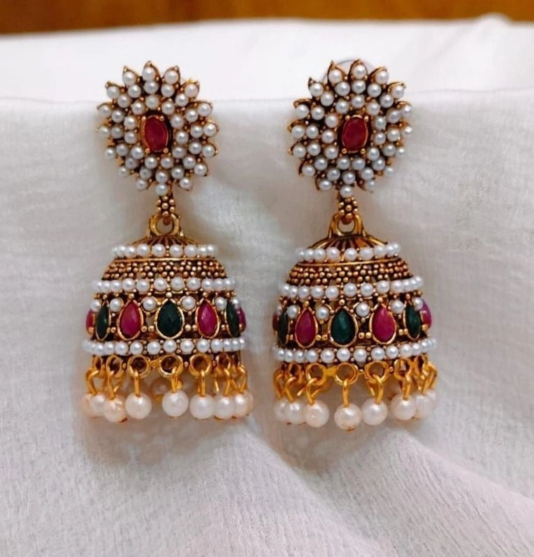 Pearl Bloom Jhumka Earrings