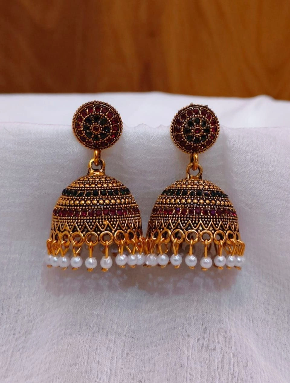 Classic Pearl Temple Jhumka