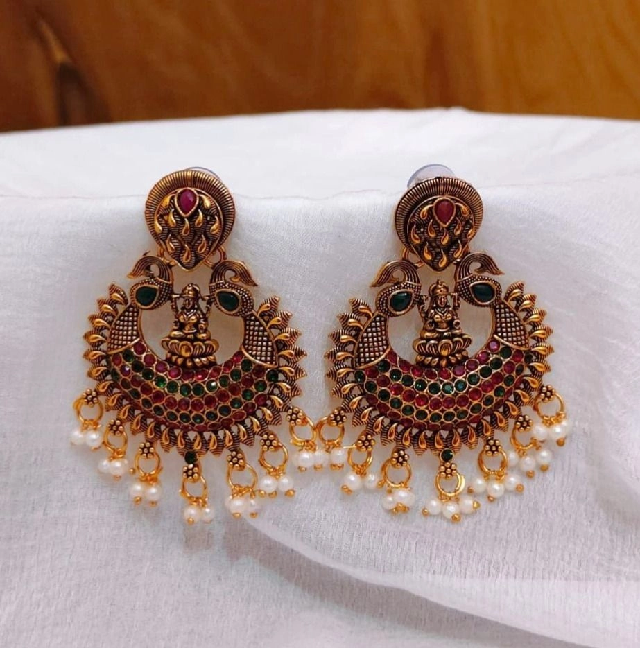 Lakshmi Peacock Temple Earrings