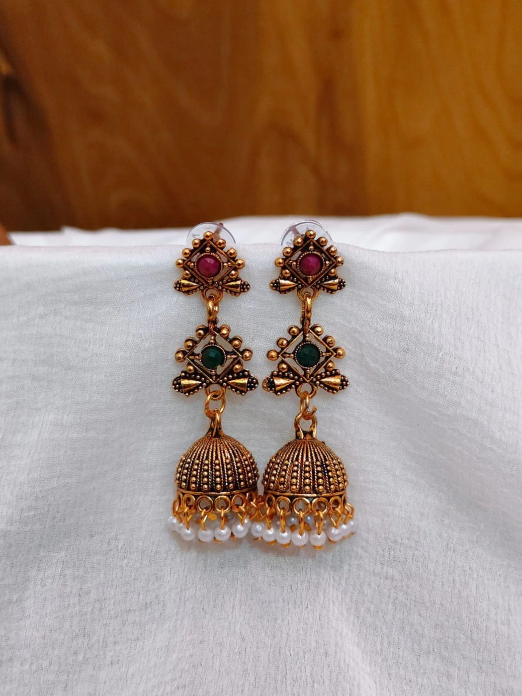 Classic Pearl Drop Jhumka Earrings