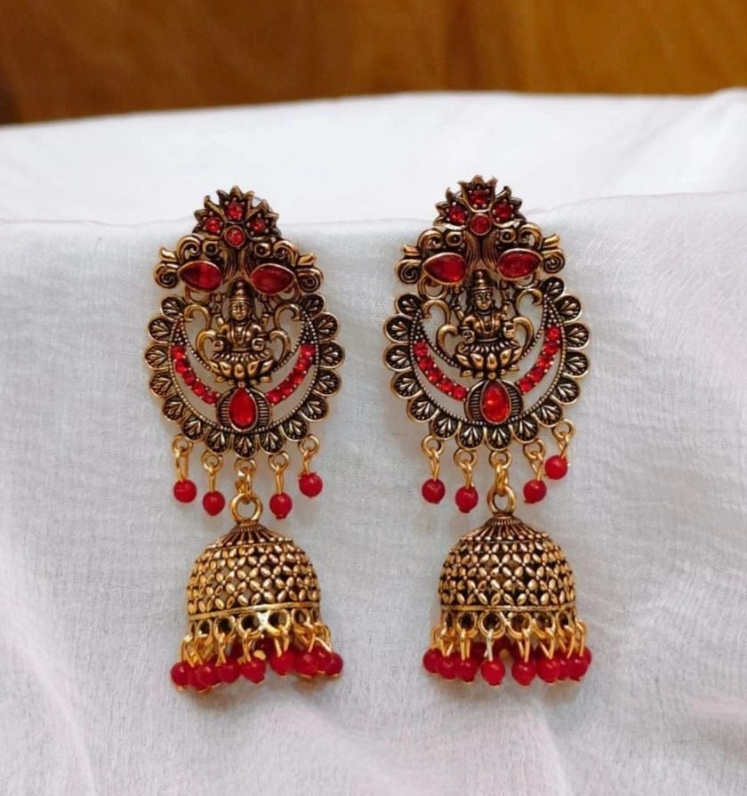 Lakshmi Ruby Antique Jhumka Earrings