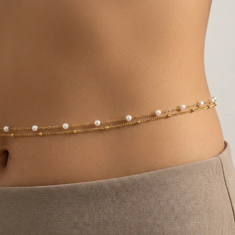 Pearl double layered waist chain