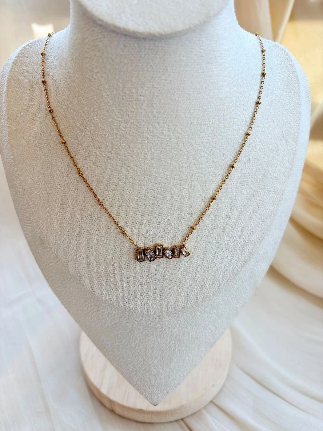 Minimal Luxe Crystal Bar Chain