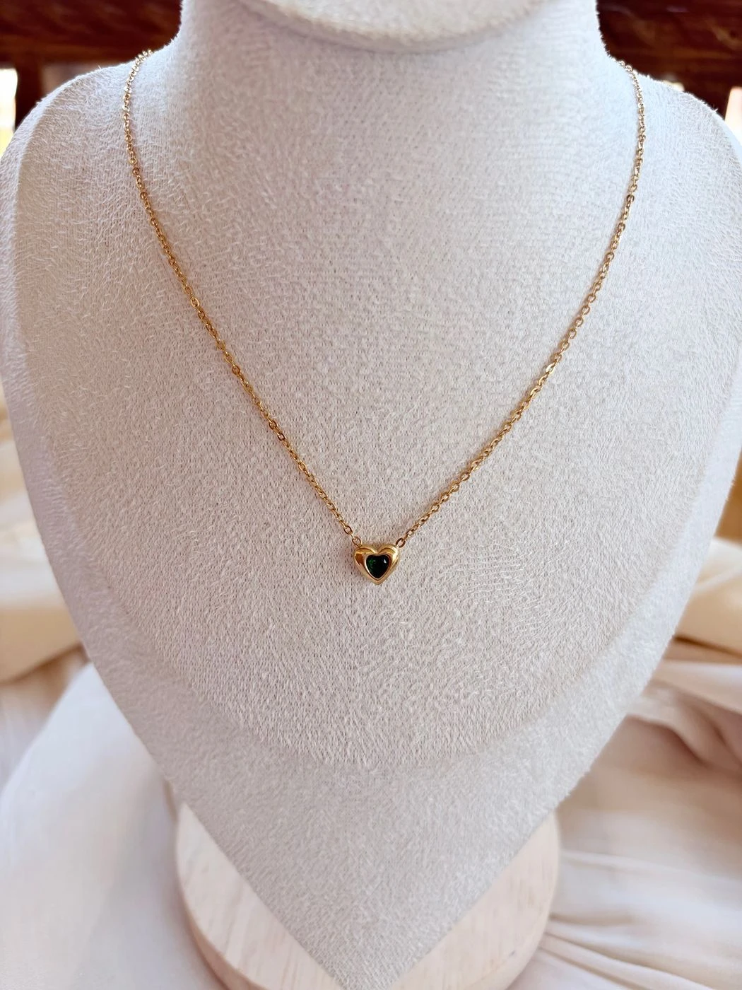 Green stone heart pendant