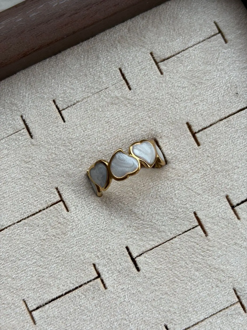 White marble heart ring