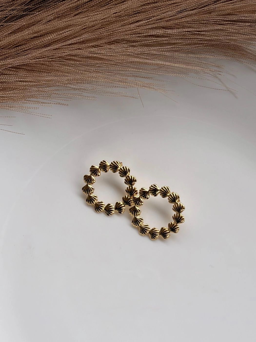 Golden seashell Hoops