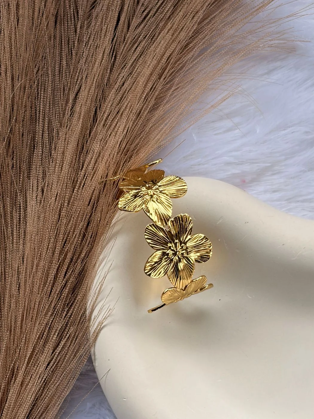 Floral cuff bangle