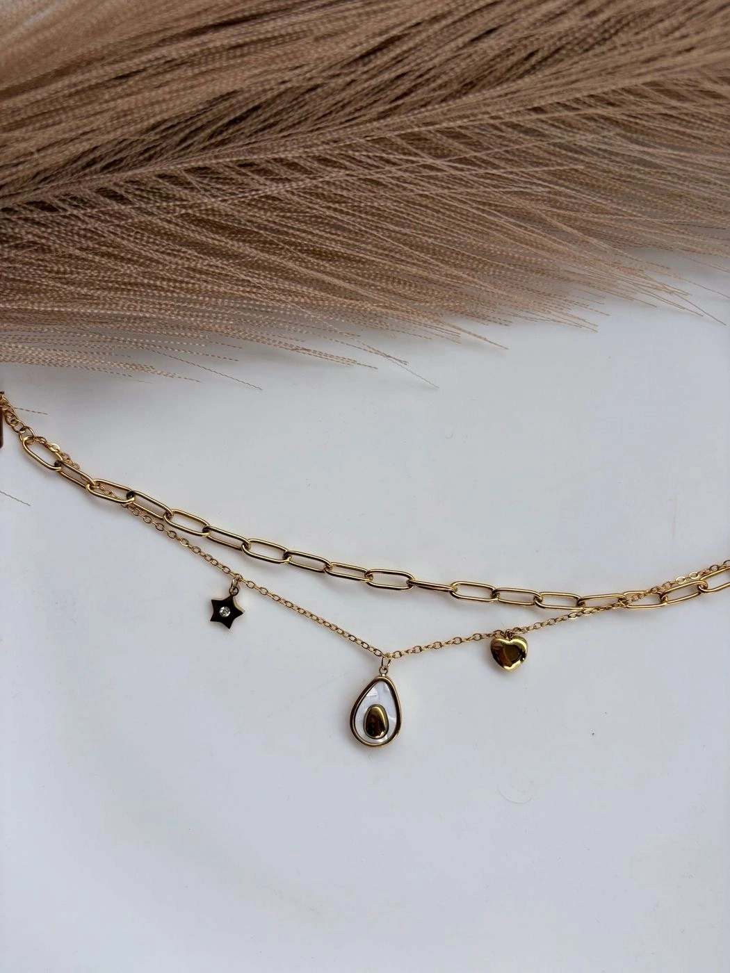 Double layer Charm chain bracelet