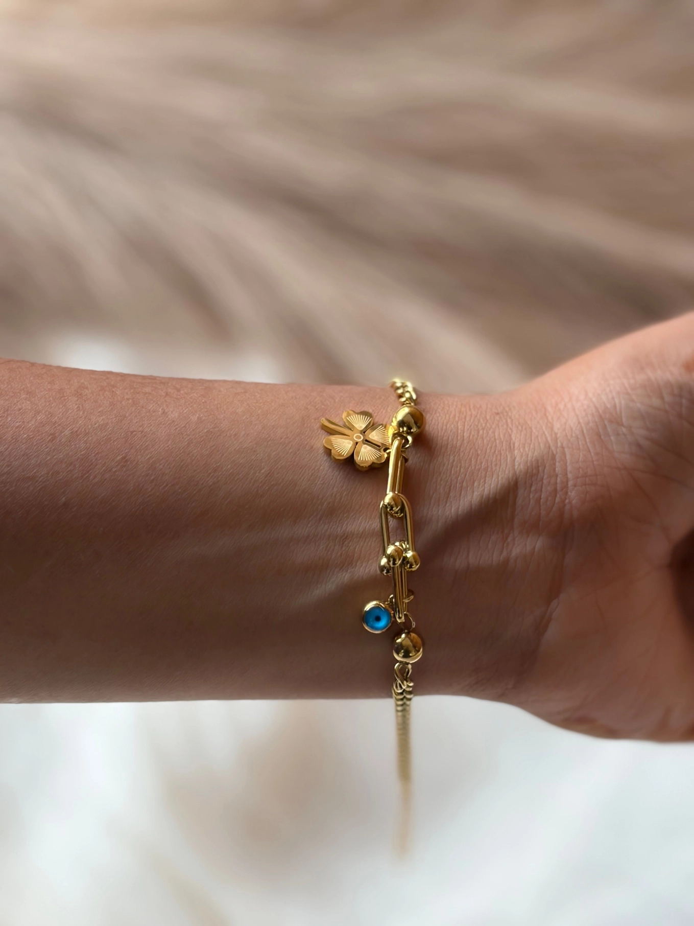 Gold clover Evil Eye Bracelet 1