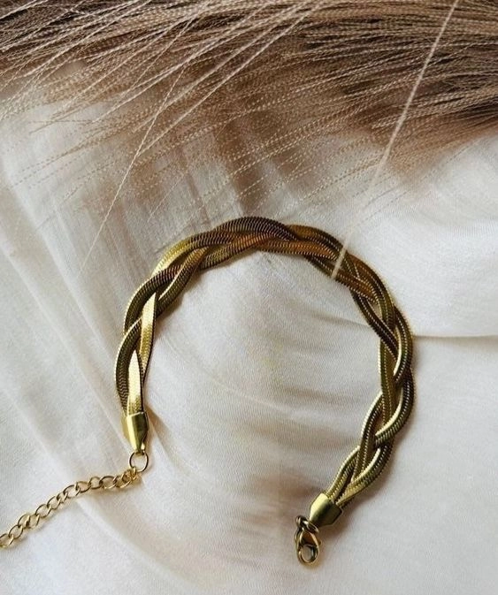 Gold braided snake chain bracelet
