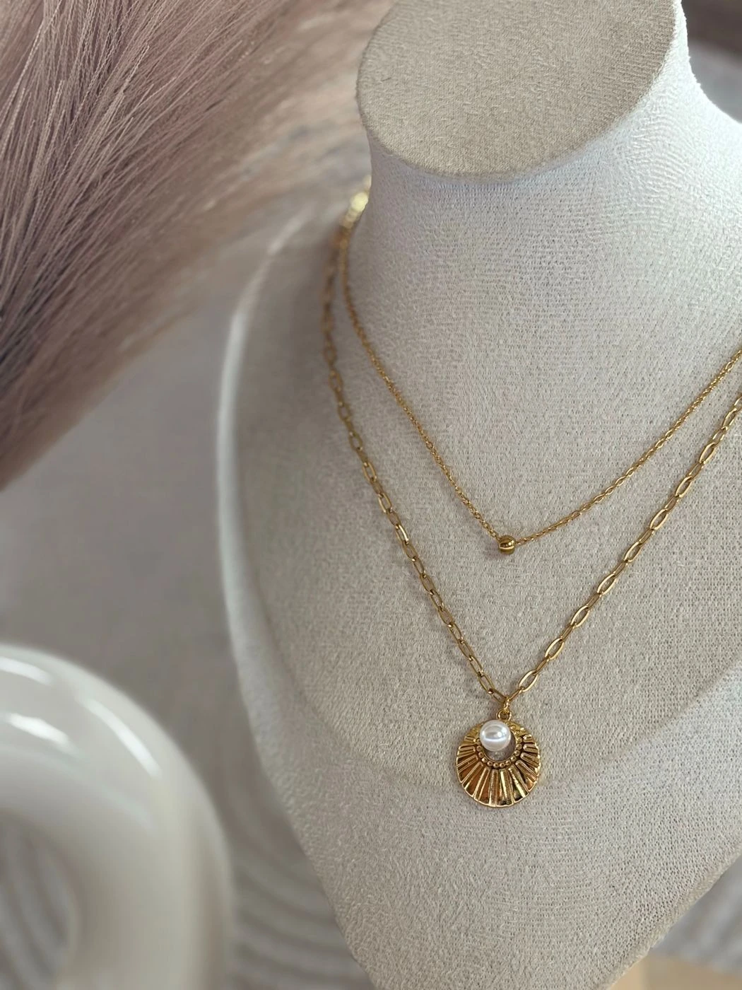 Pearl stone double layer chain 2