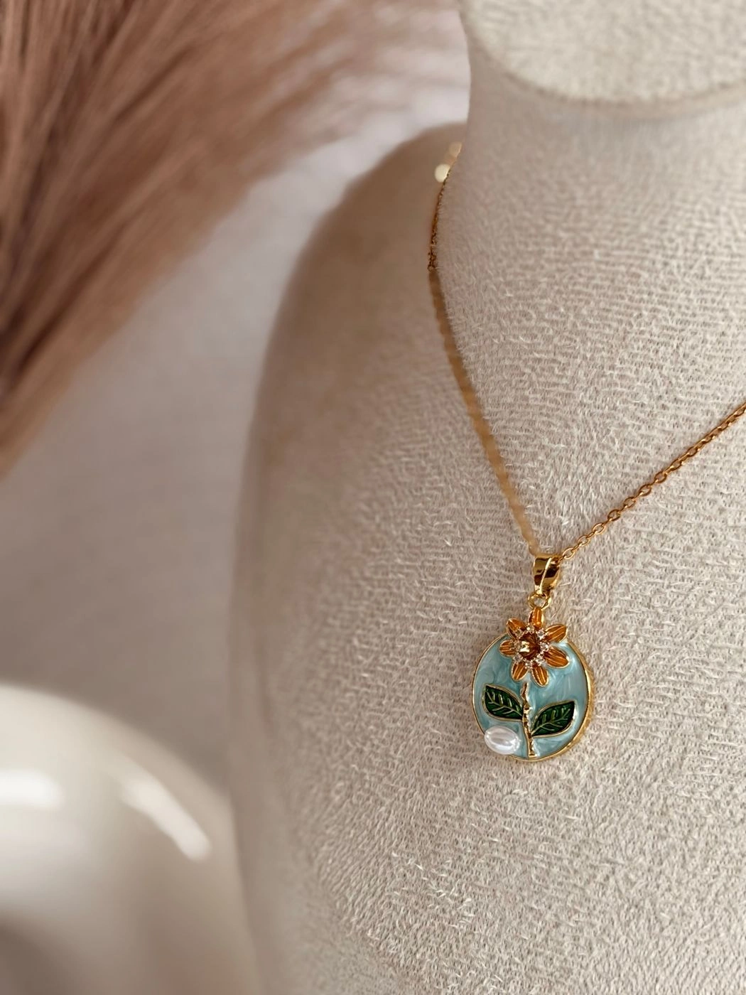 Enamel floral pendant