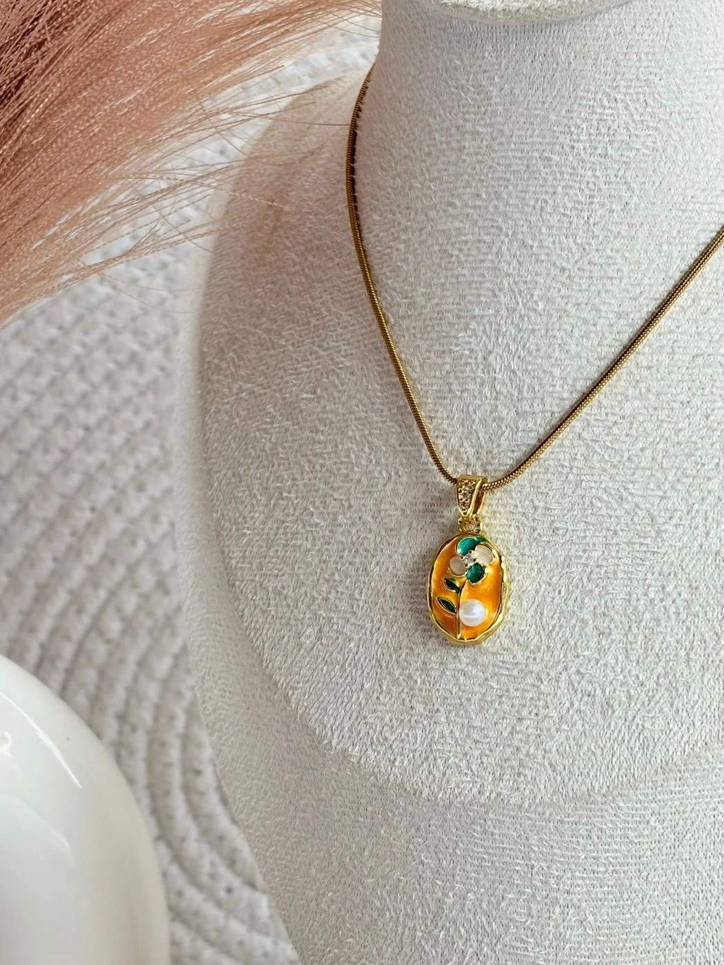 Orange enamel  pendant