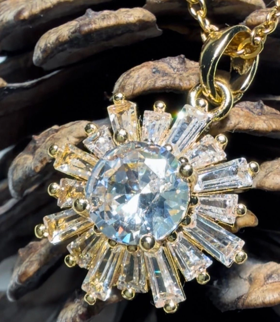 Baguette Halo Necklace