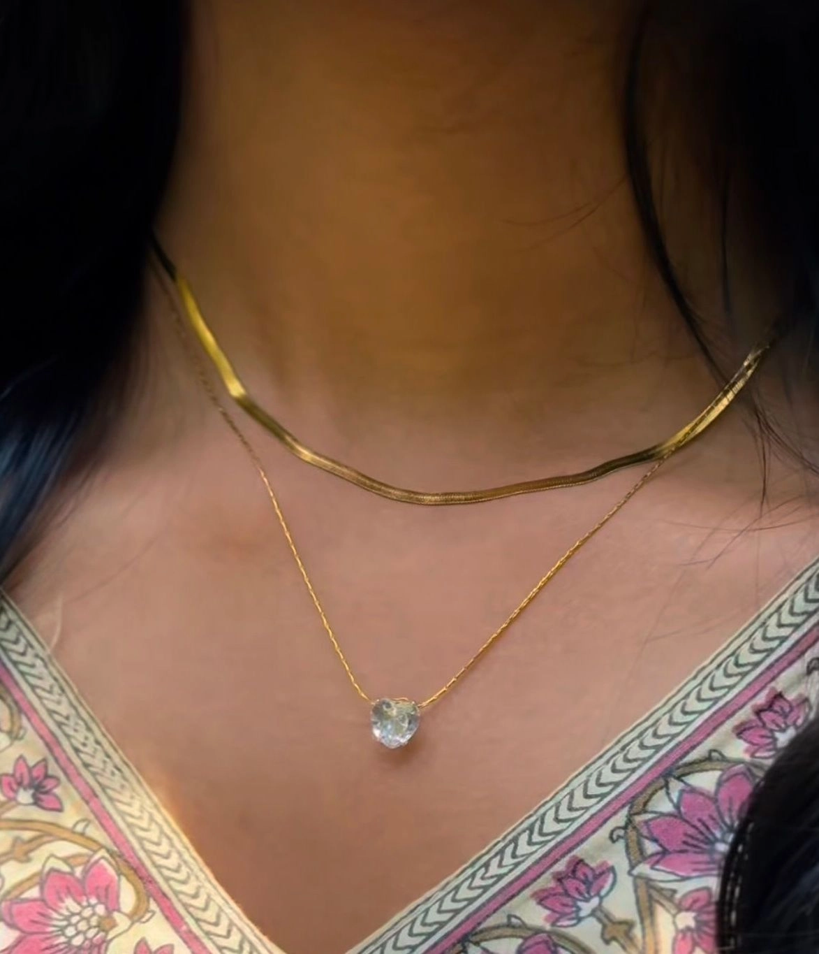 Double layer heart pendant