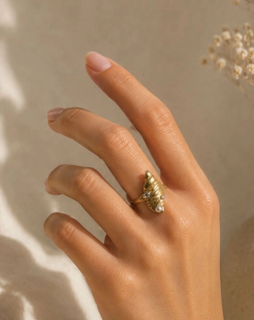 Seashell Pearl Ring