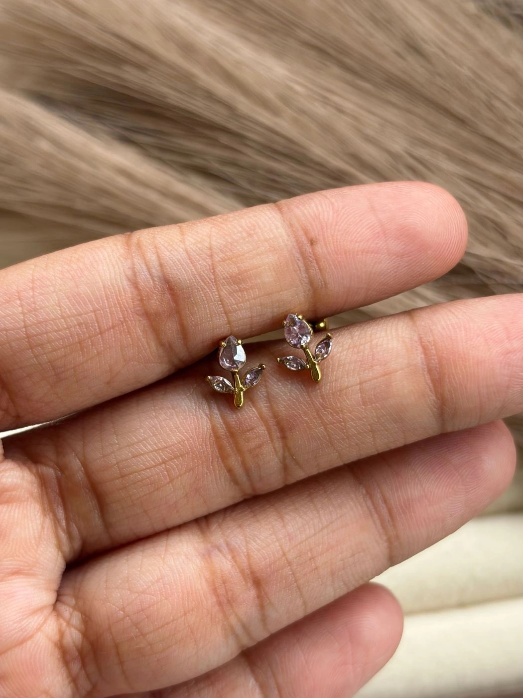 Purple tulip back ball studs 1