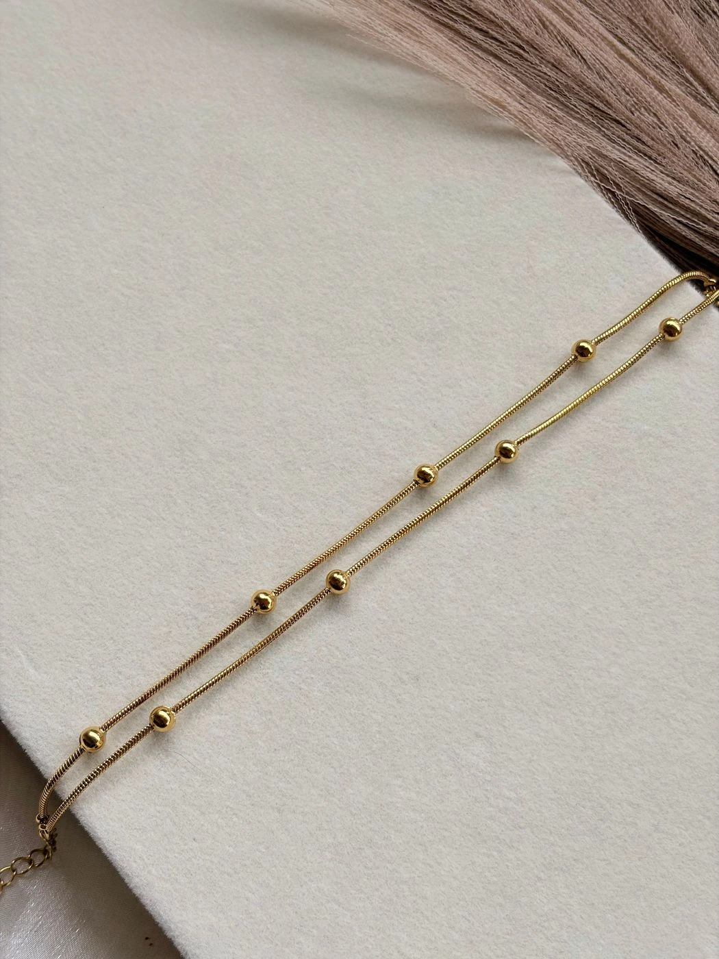 Gold Plated Double Layer Ball chain 1