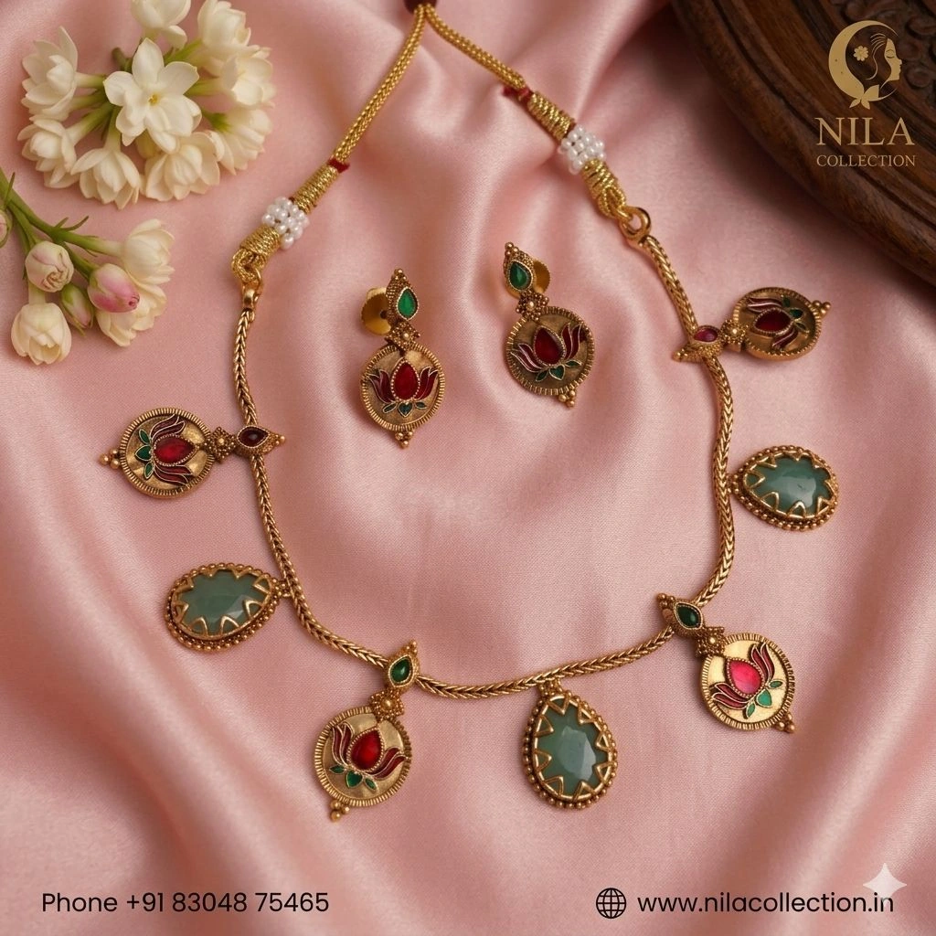 Emerald stone with lotus