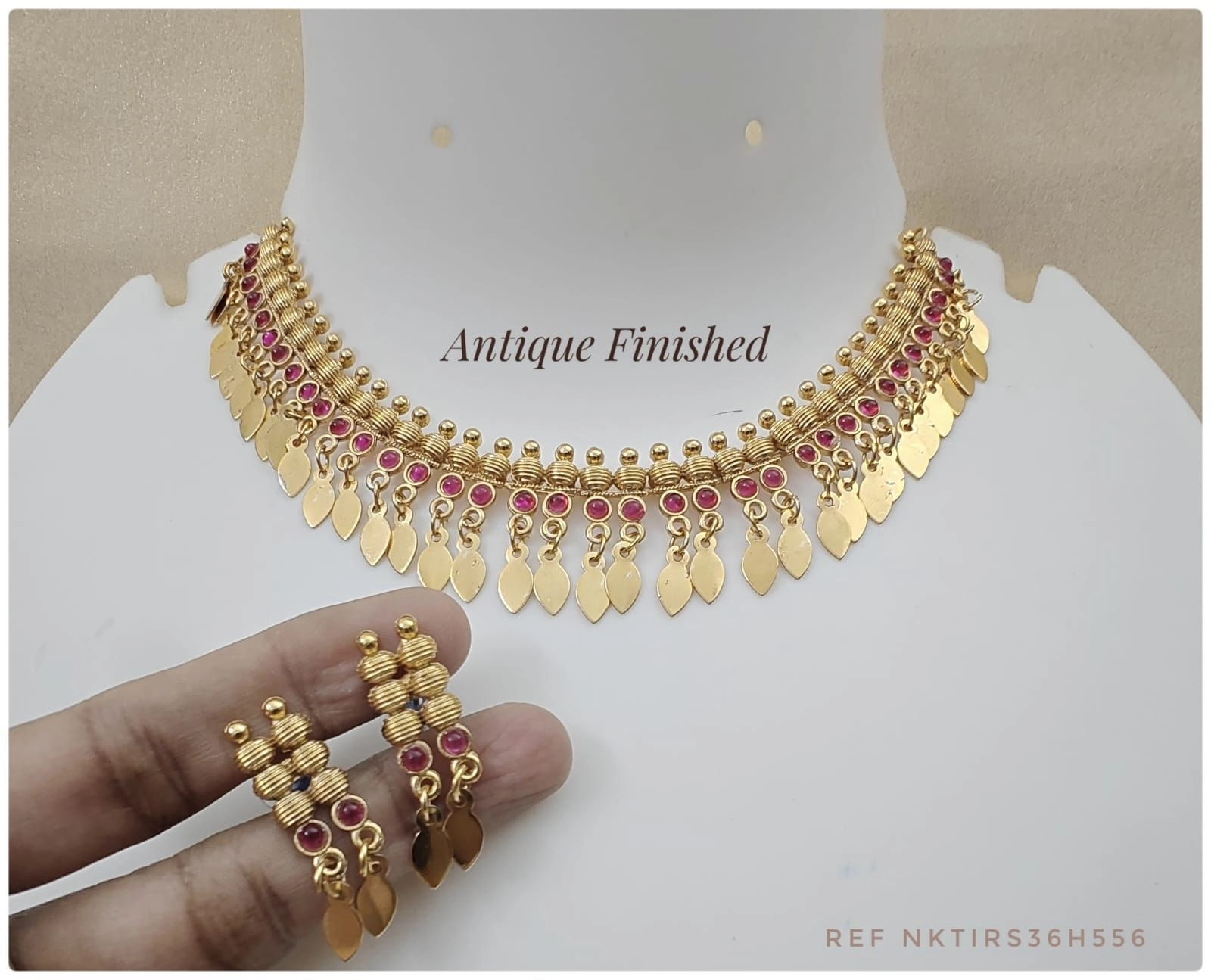 Antique Elakkathali with ruby stone