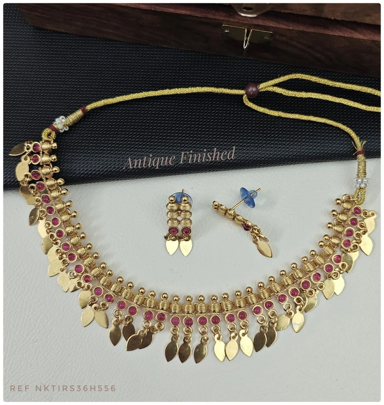 Antique Elakkathali with ruby stone